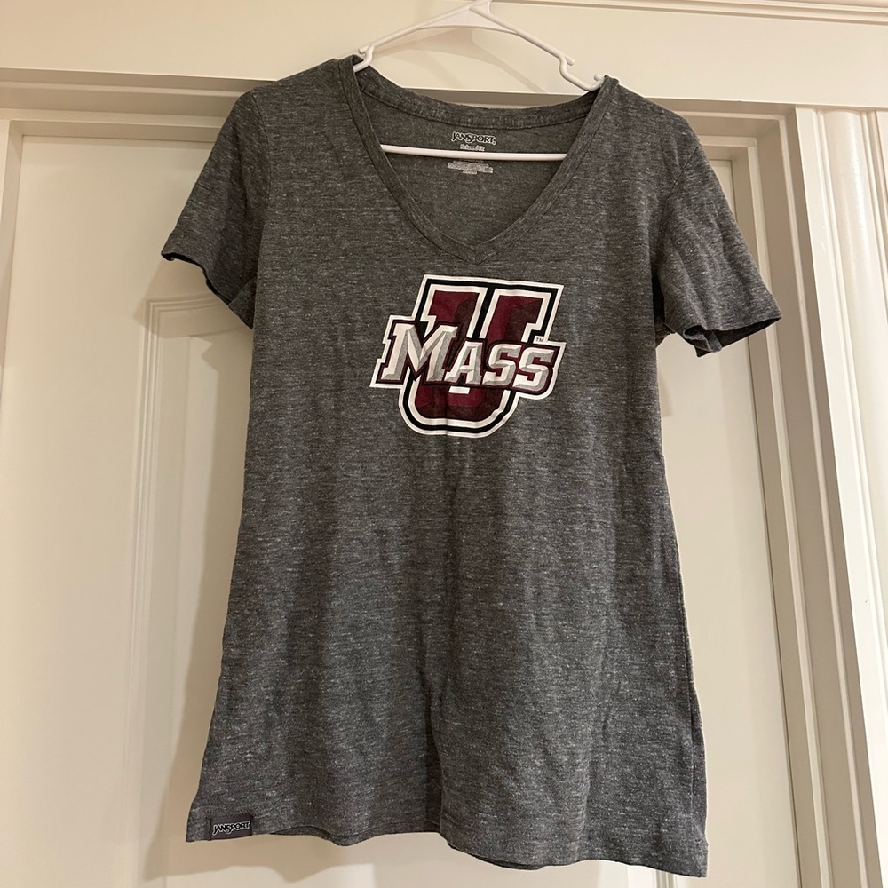 Gray UMass V-Neck T-Shirt Jansport